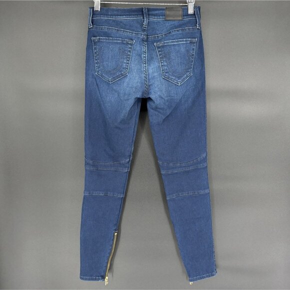True Religion Women's Halle Mid Rise Super Skinny Jeans 26 Dark Wash USA - Picture 2 of 14